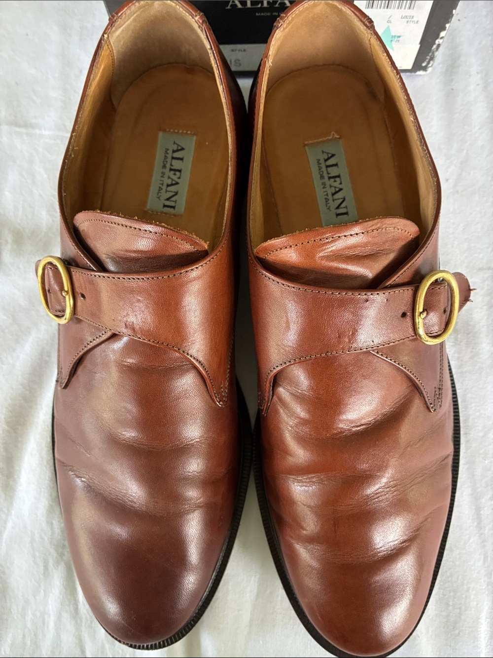 Alfani Men's Brown Single Monk Strap Leather Dress Shoes